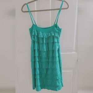 Sevengate Ruffle Blue Green Turquoise Dress Size Medium